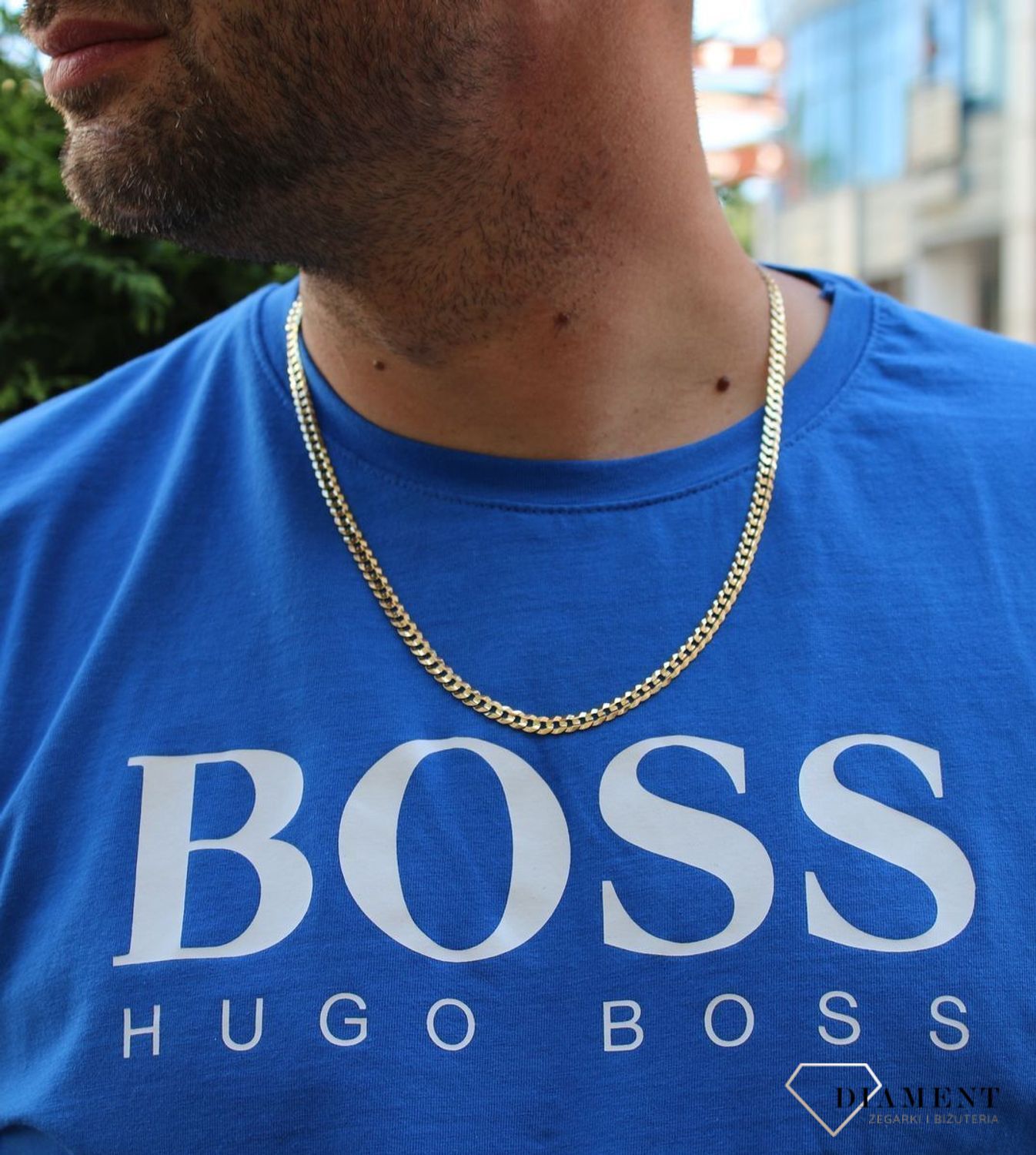 Złoty łańcuszek damski 333 gruba pancerka LA 430E.jpg